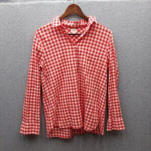 J.Crew Womens Red & White Gingham Boy Fit Shirt M